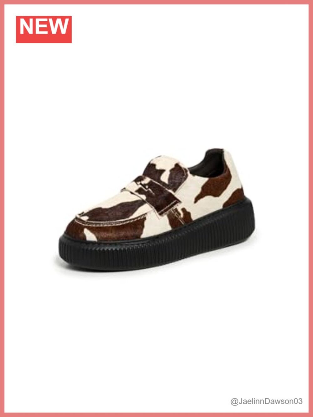 Women's Cow Print Platform Loafers with Cushioned Footbed